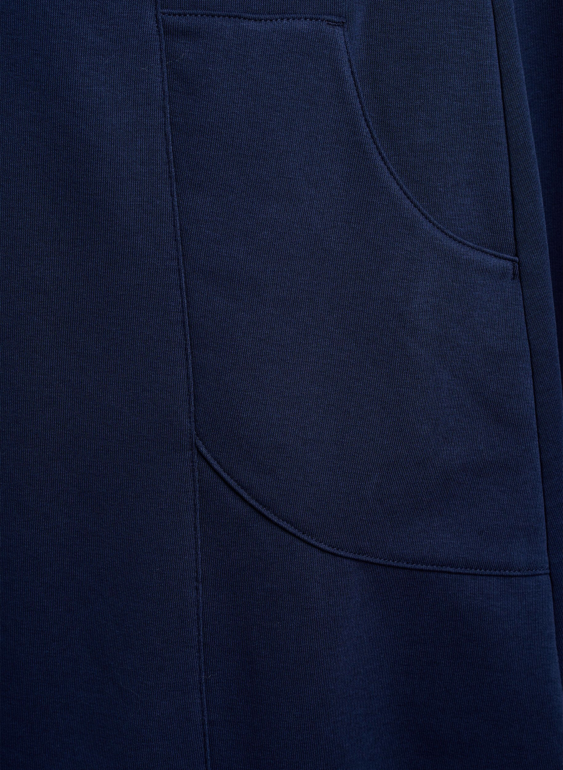 Zizzi Jerseykjole med korte &aelig;rmer og lommer, Bl&aring;, Packshot image number 3