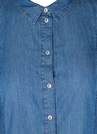 Denim skjortekjole med korte ærmer, Medium Blue denim, Packshot image number 2
