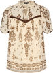 Bluse med m&oslash;nster og crochetb&aring;nd, Beige, Packshot image number 0
