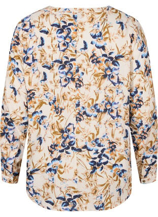 Bluse i viskose med blomsterprint, Ecru Flower, Packshot image number 1