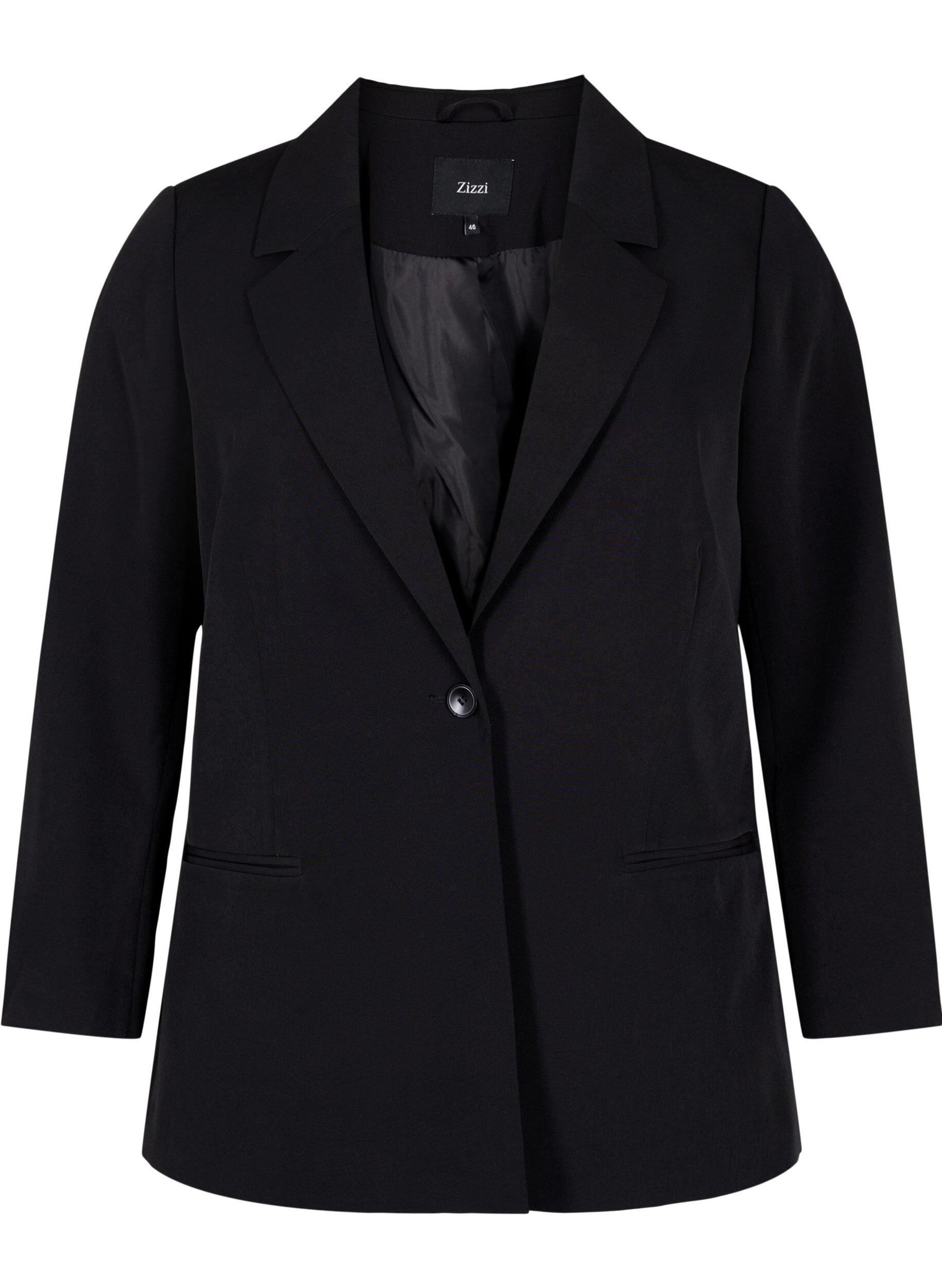 Zizzi Blazer med en enkelt knaplukning, Black, Packshot image number 0