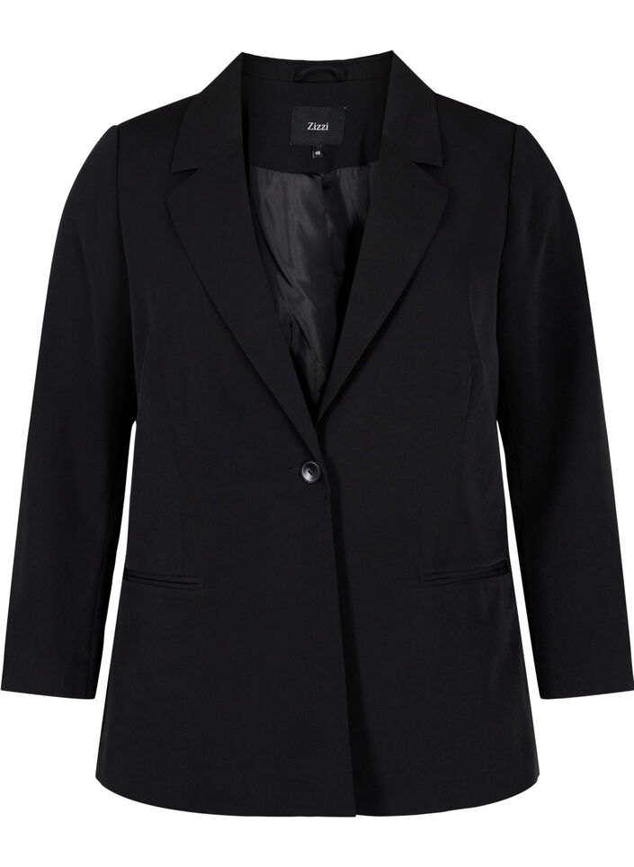 Blazer med en enkelt knaplukning, Black, Packshot image number 0