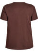 T-shirt med knapdetalje, Brun, Packshot image number 1
