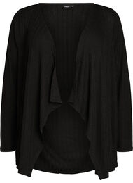 &Aring;ben cardigan i struktureret jersey, Sort