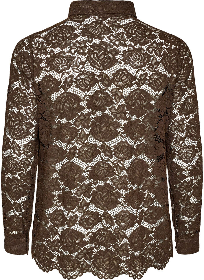 Blondeskjorte med perleknapper, Brun, Packshot image number 1