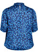 Kortærmet smockbluse med print, Navy Blazer Leaf AOP, Packshot image number 1