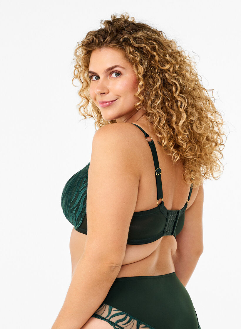 Formstøbt bh med broderi, Grøn, Model image number 1