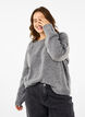 Løstsiddende strikbluse med rund hals, Medium Grey Melange, Model image number 0