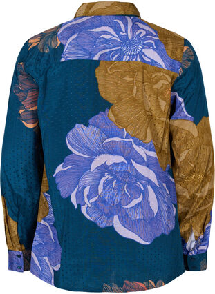 Langærmet viskose skjorte med blomsterprint, Reflecting Pond AOP, Packshot image number 1
