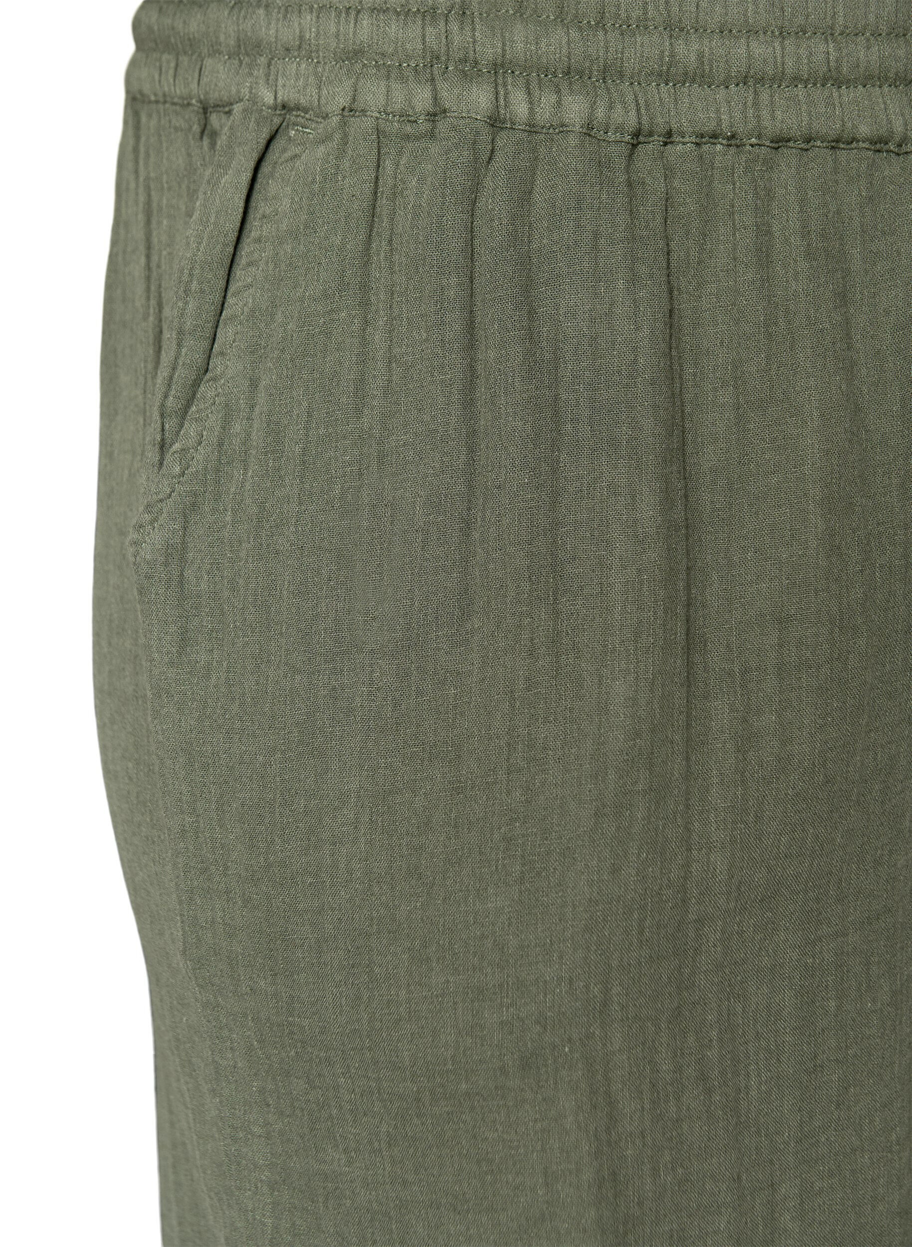 ZizziL&oslash;se shorts i bomuldsmusselin med h&oslash;j talje, Gr&oslash;n, Packshot image number 2