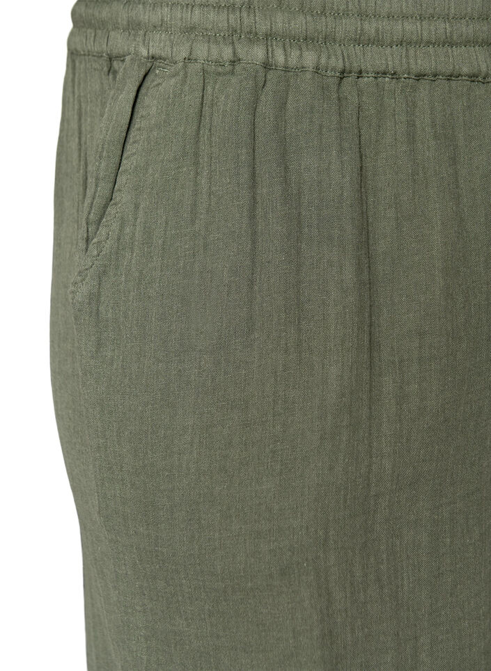 L&oslash;se shorts i bomuldsmusselin med h&oslash;j talje, Gr&oslash;n, Packshot image number 2