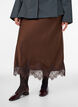 Midi satinnederdel med blondekant, Brun, Model image number 2