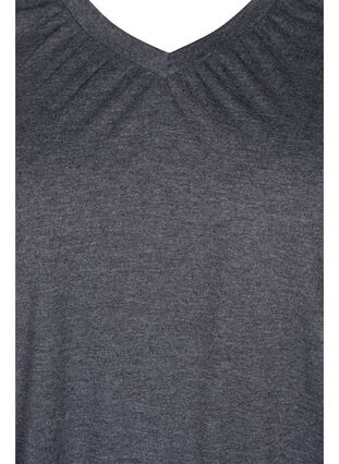 Meleret bluse med lange ærmer og v-hals, Dark Grey Melange, Packshot image number 2