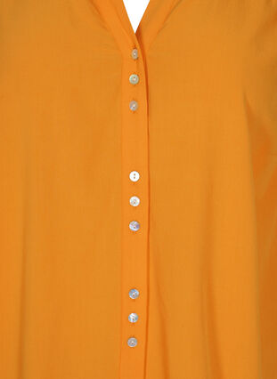 Viskose bluse med knaplukning og 3/4 ærmer, Tangelo, Packshot image number 2