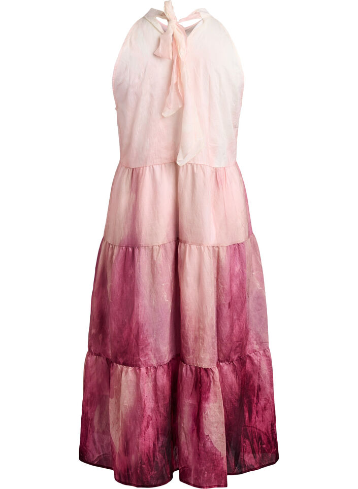 Midi festkjole med halterneck, Lyser&oslash;d, Packshot image number 1