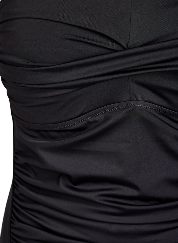 Stropl&oslash;s badedragt med draperinger og vatterede sk&aring;le, Sort, Packshot image number 2