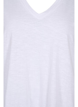 Ensfarvet oversize t-shirt med v-hals, Bright White, Packshot image number 2