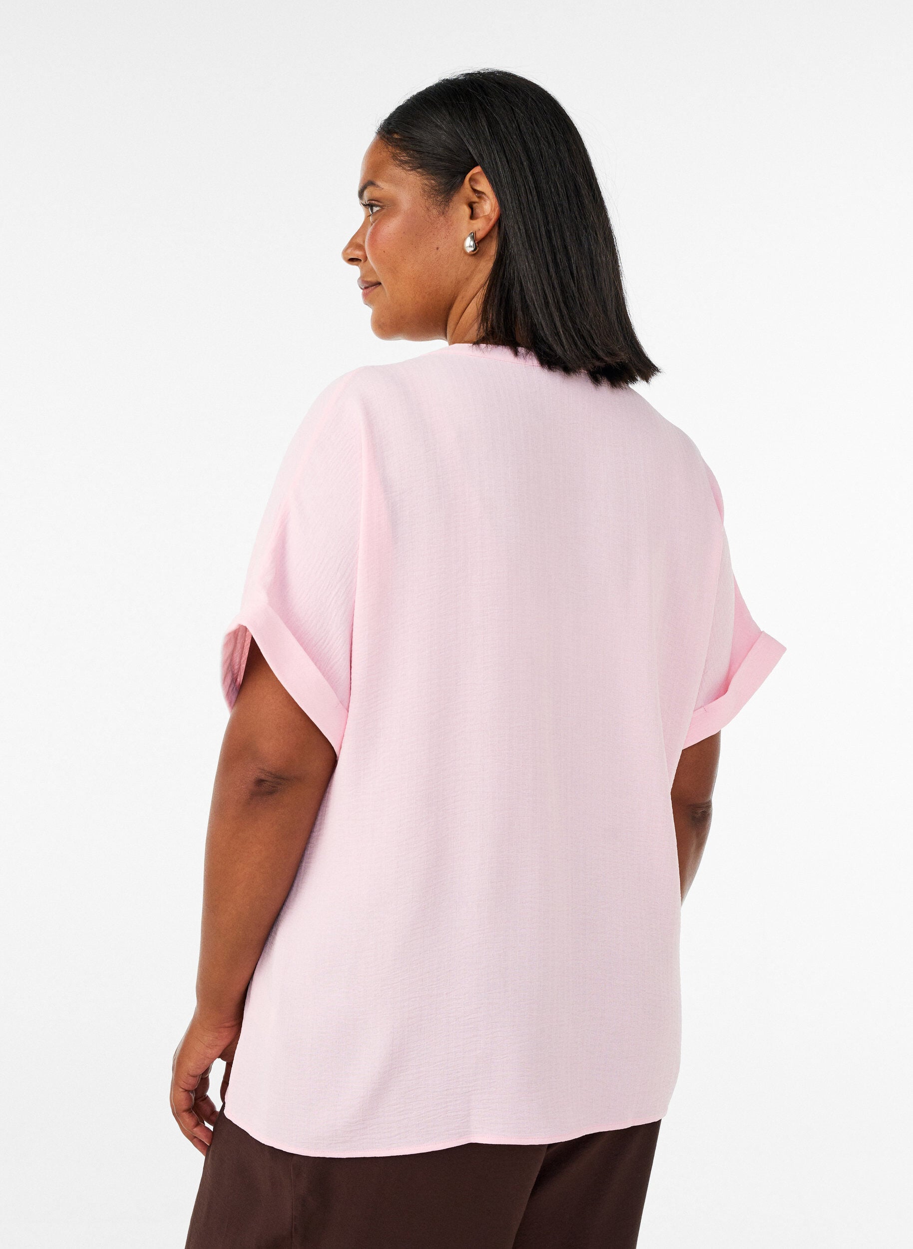 ZizziL&oslash;s bluse med korte &aelig;rmer, Lyser&oslash;d, Model image number 2