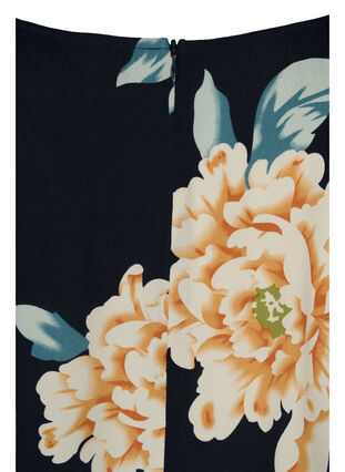Løstsiddende viskose bluse med blomsterprint, Roses on Navy, Packshot image number 3