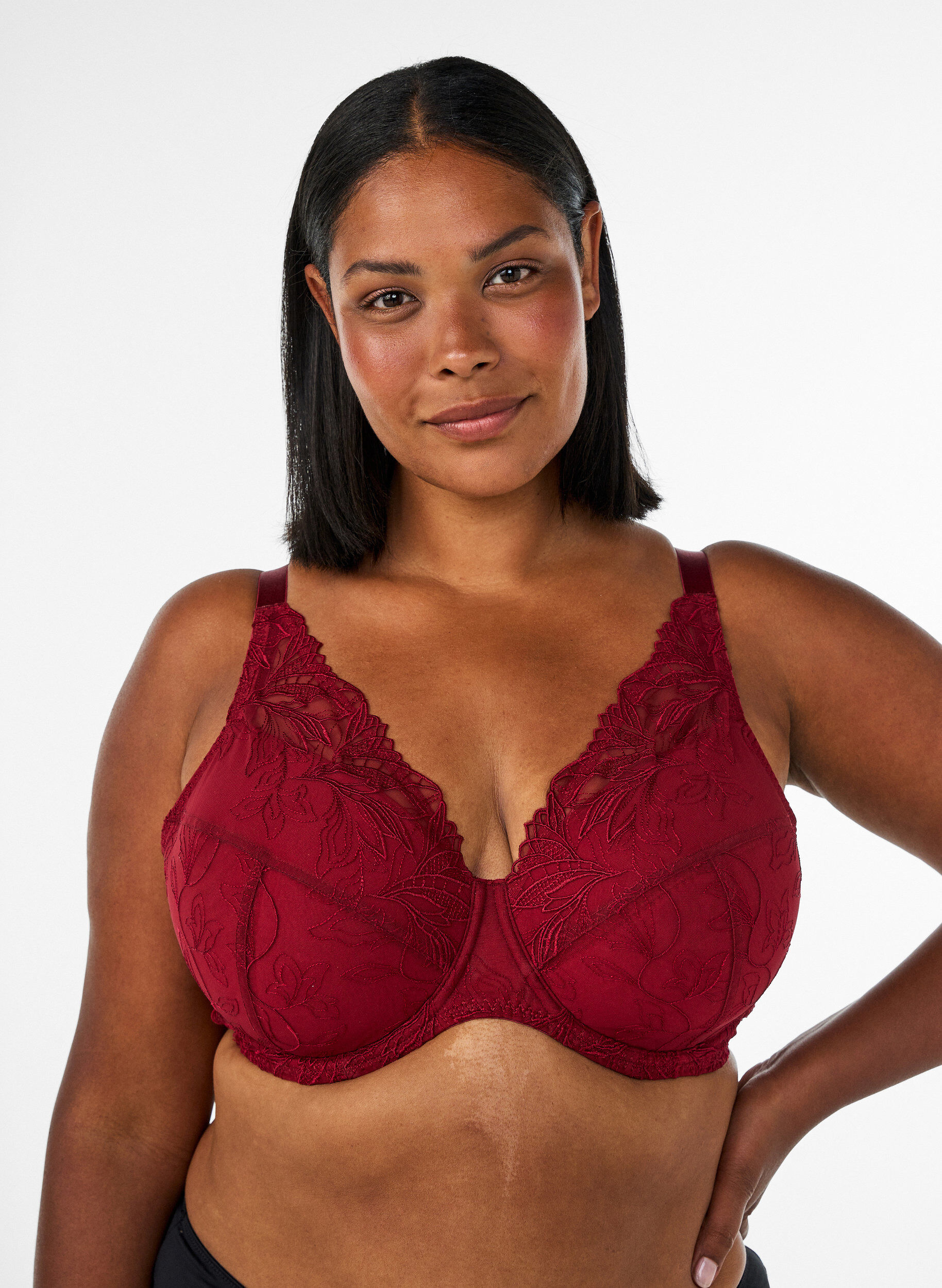 ZizziVatteret blonde bh med b&oslash;jle, R&oslash;d, Model image number 0