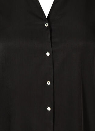 Ensfarvet tunika med knapper, Black, Packshot image number 2