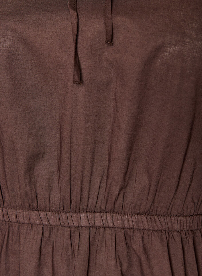 Bluse i bomuld med bindeb&aring;nd og elastisk talje, Brun, Packshot image number 2