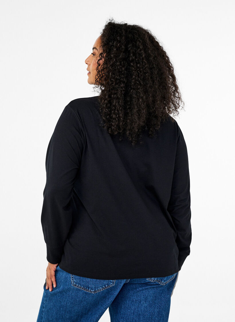 Langærmet poloshirt, Sort, Model image number 2