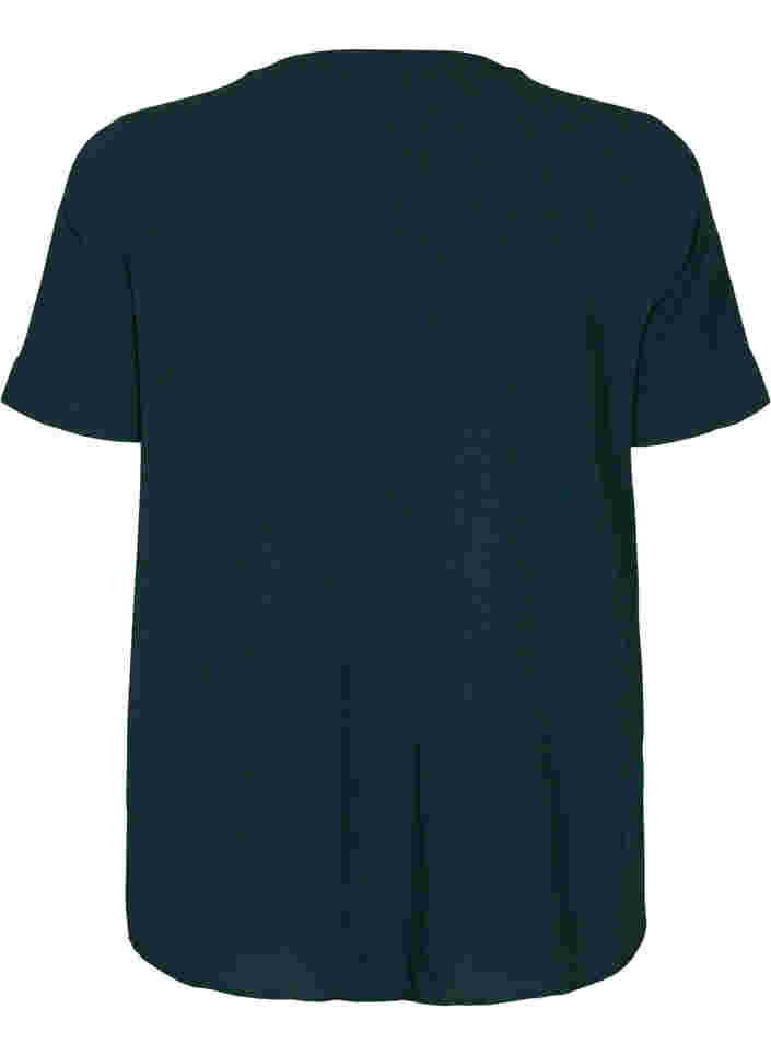 Kortærmet bluse med v-udskæring, Scarab, Packshot image number 1