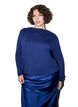 Bluse med b&aring;dhals og ballonpasform, Bl&aring;, Model image number 0