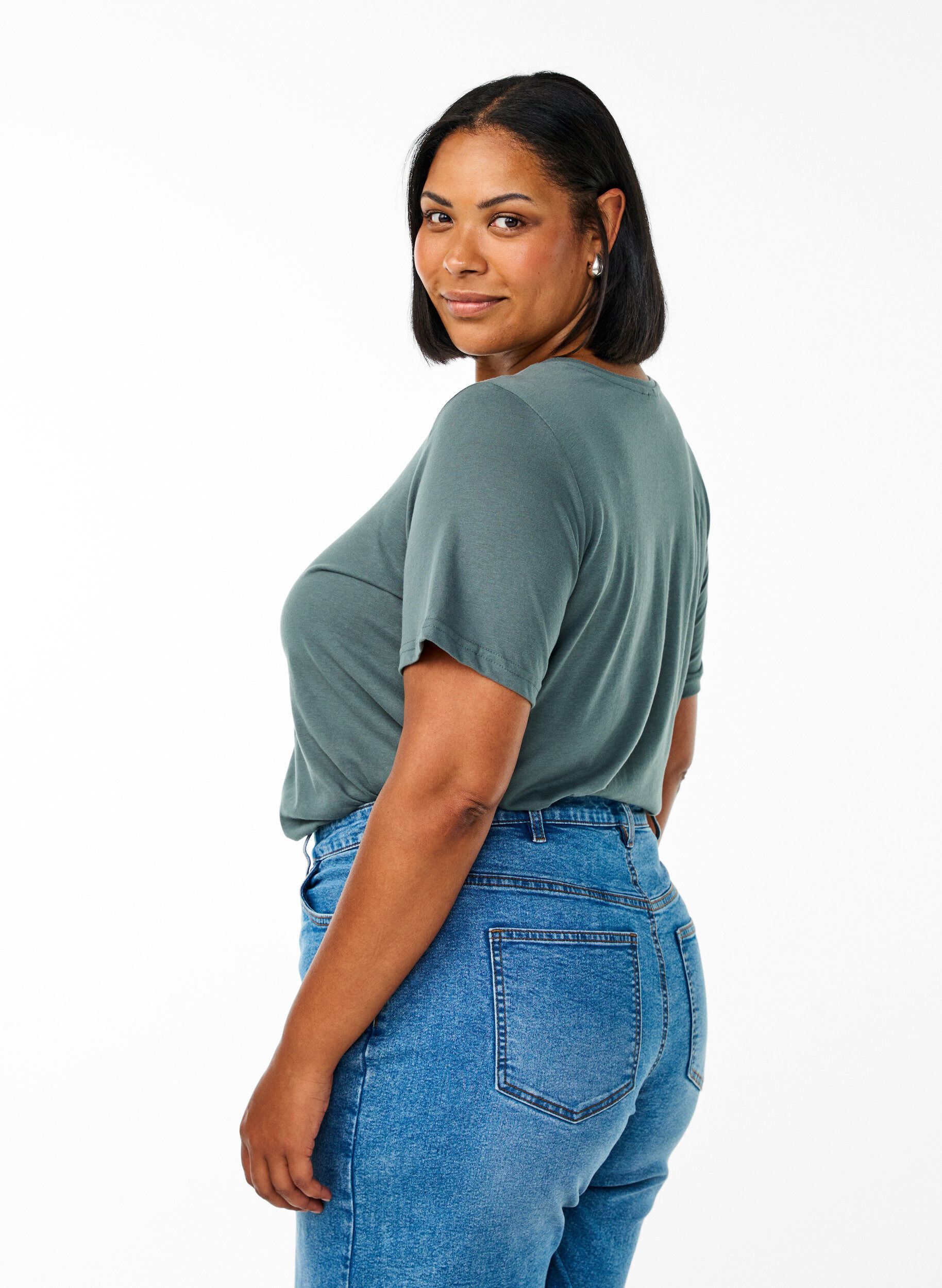 Zizzi FLASH - T-shirt med motiv, Gr&oslash;n, Model image number 2