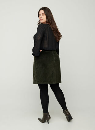Langærmet bluse med smock, Black, Model image number 1