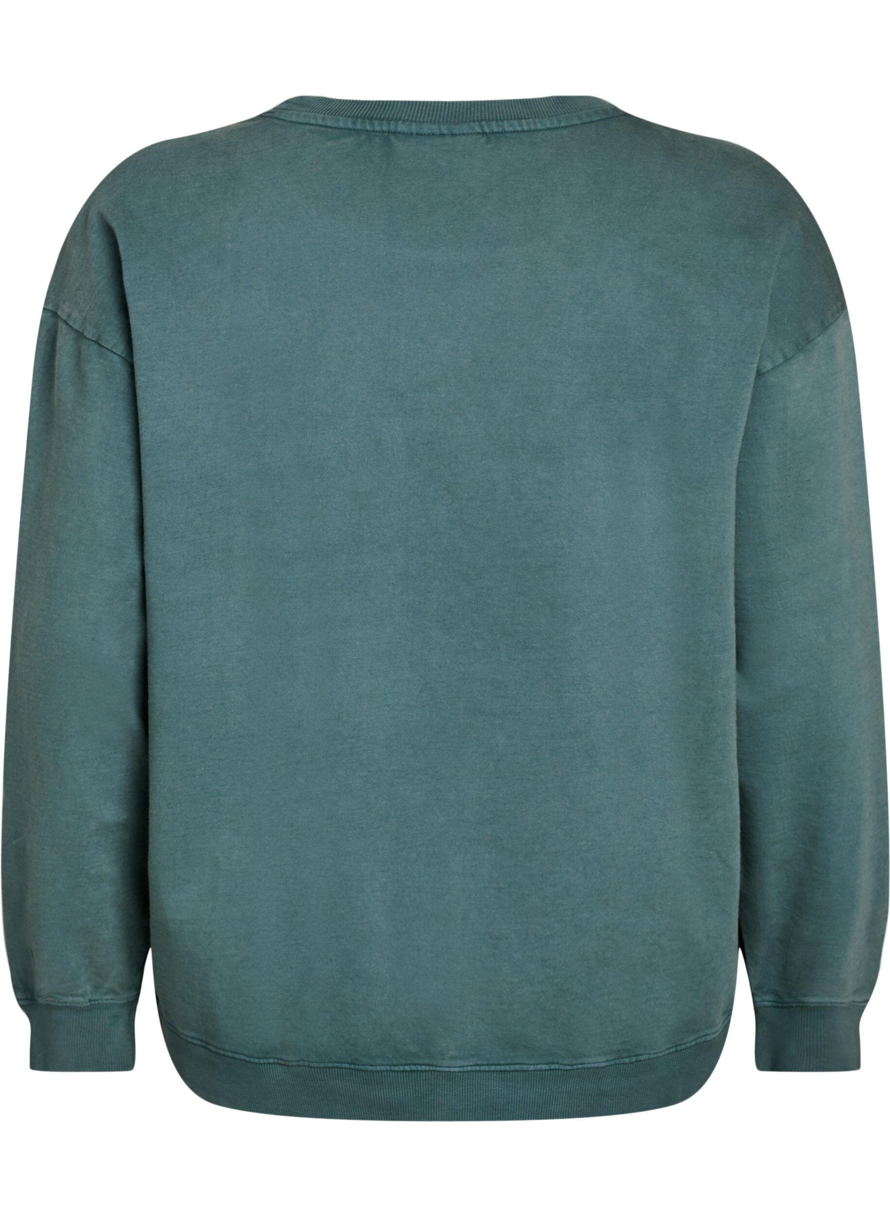Zizzi L&oslash;s sweatshirt med washed look, Gr&oslash;n, Packshot image number 1