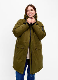 Funtionel vinterjakke med hætte og lommer, Winter Moss, Model
