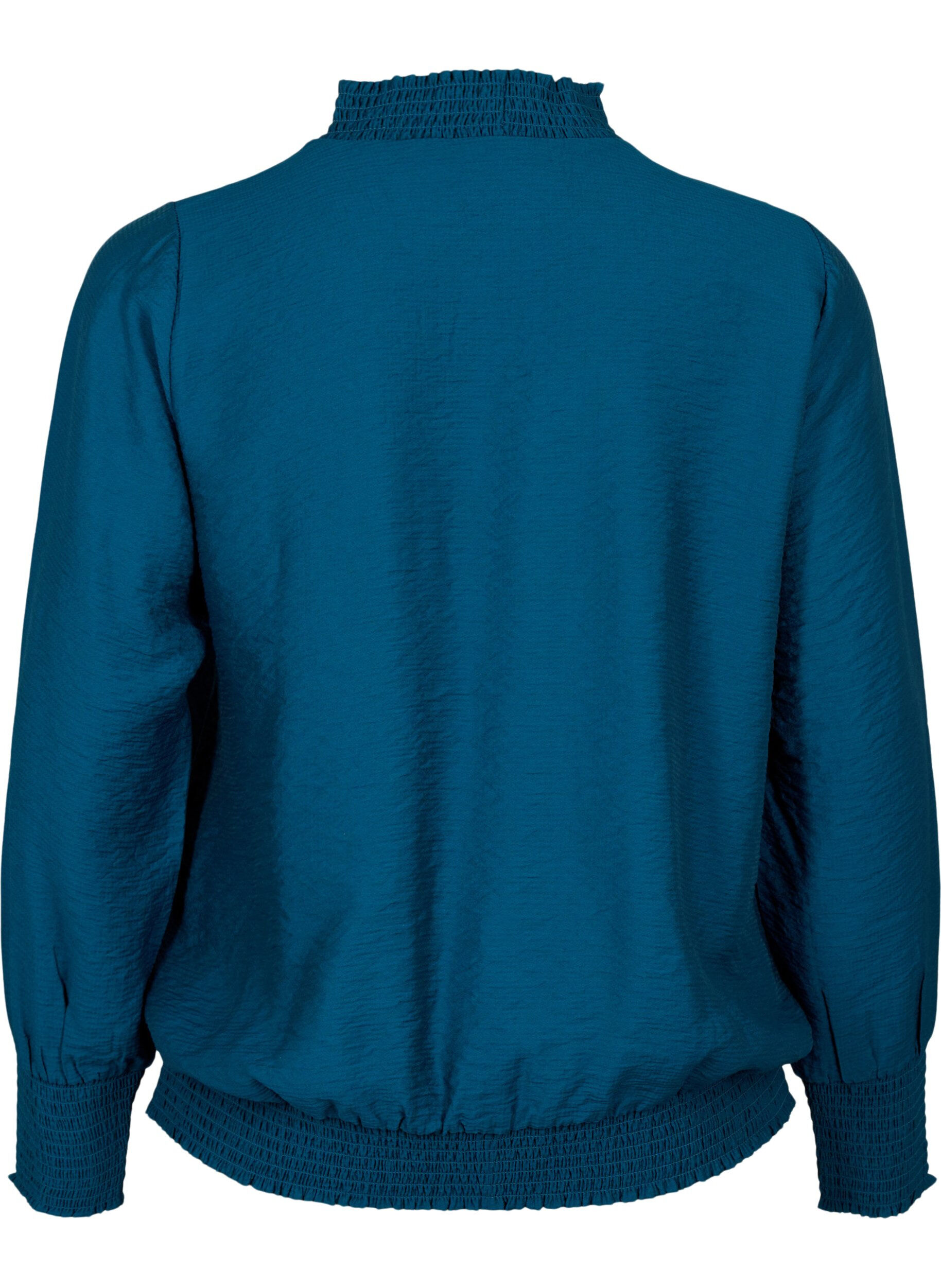 Zizzi Smockbluse i viskose, Reflecting Pond, Packshot image number 1