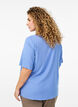 Kort&aelig;rmet v&aelig;vet bluse med rund hals, Bl&aring;, Model image number 2