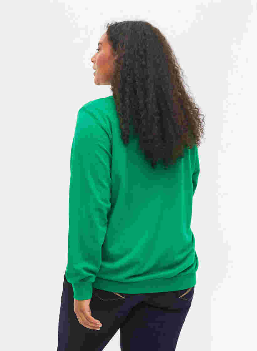 Bomulds sweatshirt med tekst tryk , Jolly Green, Model image number 1