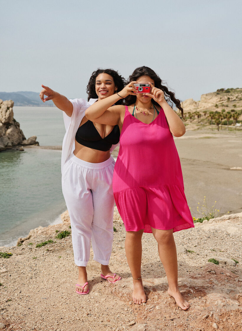 Sommerkjole i viskose med stropper, Raspberry Sorbet, Image image number 0