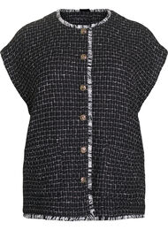 Ternet vest med dekorative knapper, Sort