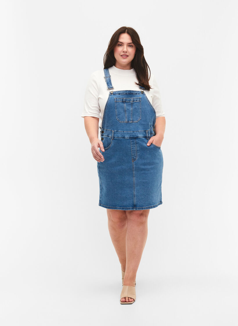 Overalls kjole i denim, Blå, Model image number 1