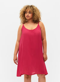 Ensfarvet strop kjole i viskose, Bright Rose, Model