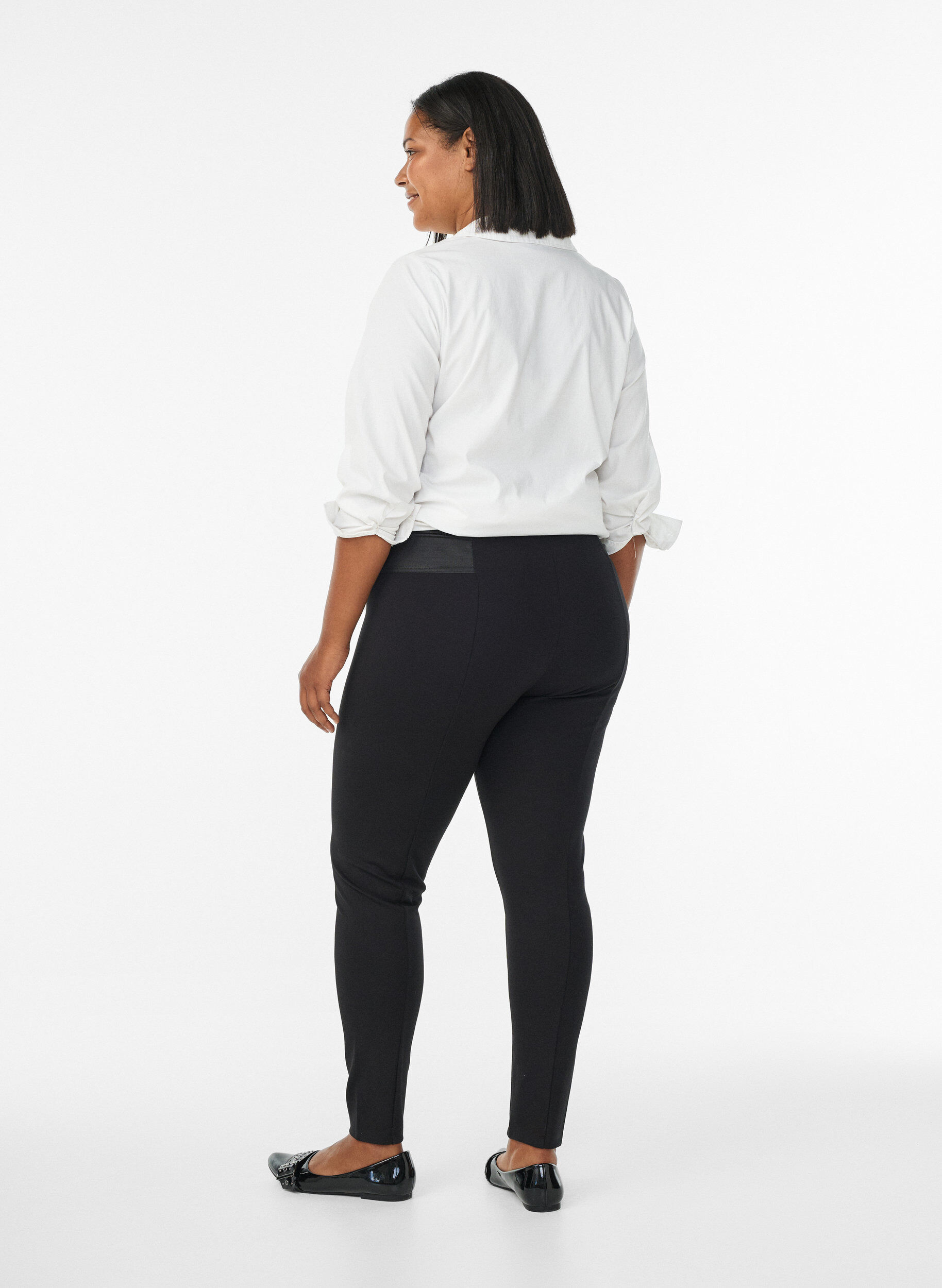 Zizzi Leggings med bred elastik i taljen, Sort, Model image number 1