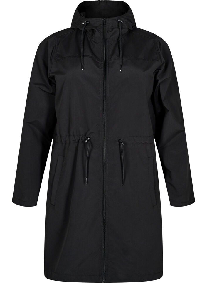 FLASH - Parka i let matriale med hætte, Sort, Packshot image number 0