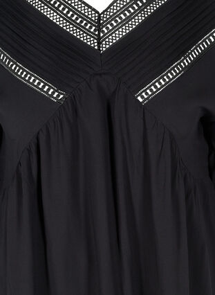 Viskose bluse med 3/4 ærmer, Black, Packshot image number 2