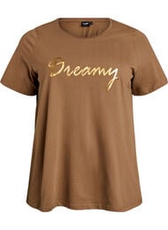 T-shirt med motiv , Brun
