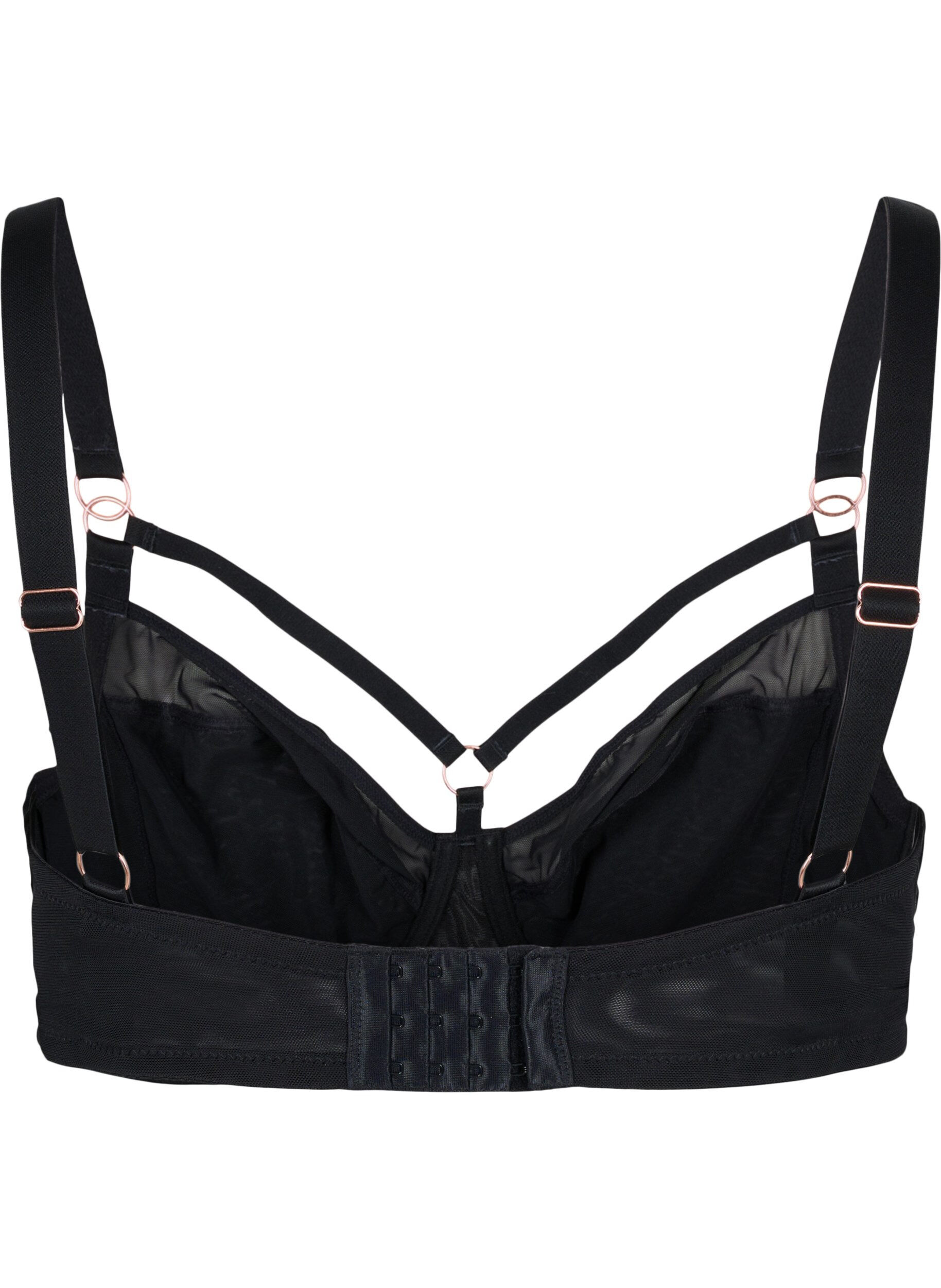 Zizzi Full cover bh med mesh og string, Black, Packshot image number 1