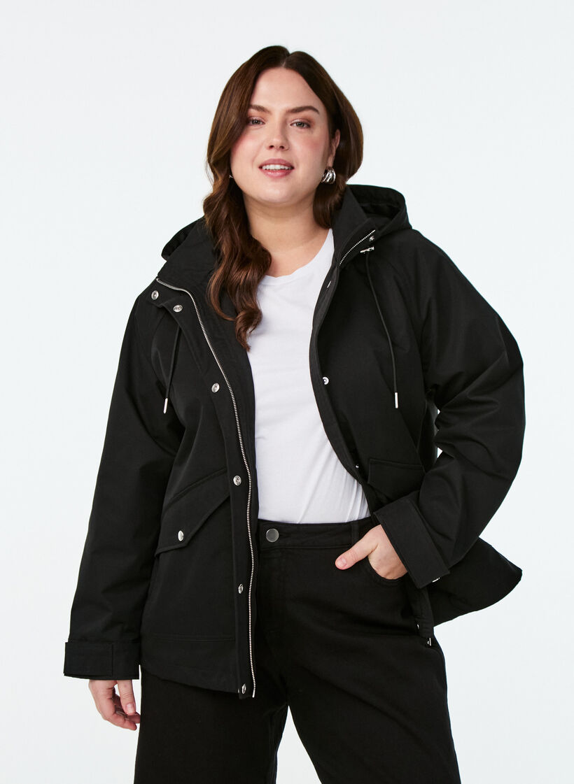 Kort for&aring;rsjakke med aftagelig h&aelig;tte, Sort, Model image number 0