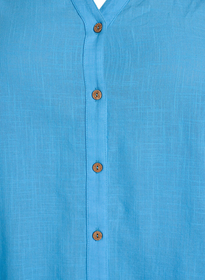 Skjortebluse i bomuld med V-udsk&aelig;ring, Bl&aring;, Packshot image number 2
