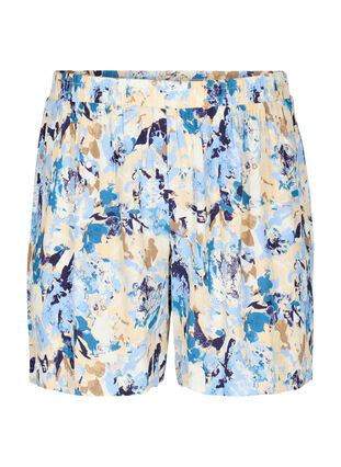 Løstsiddende shorts i viskose, Blue Graphic AOP, Packshot image number 0