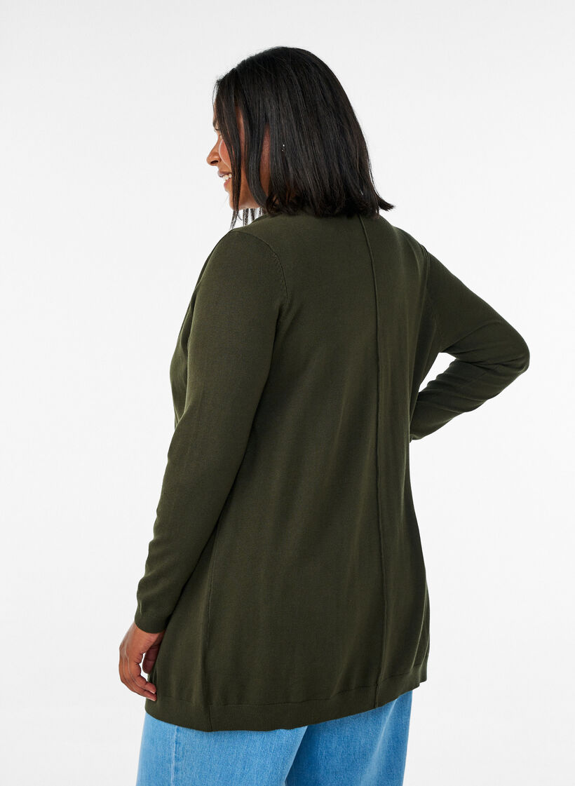 Lang strikcardigan i viskosemix, Gr&oslash;n, Model image number 2