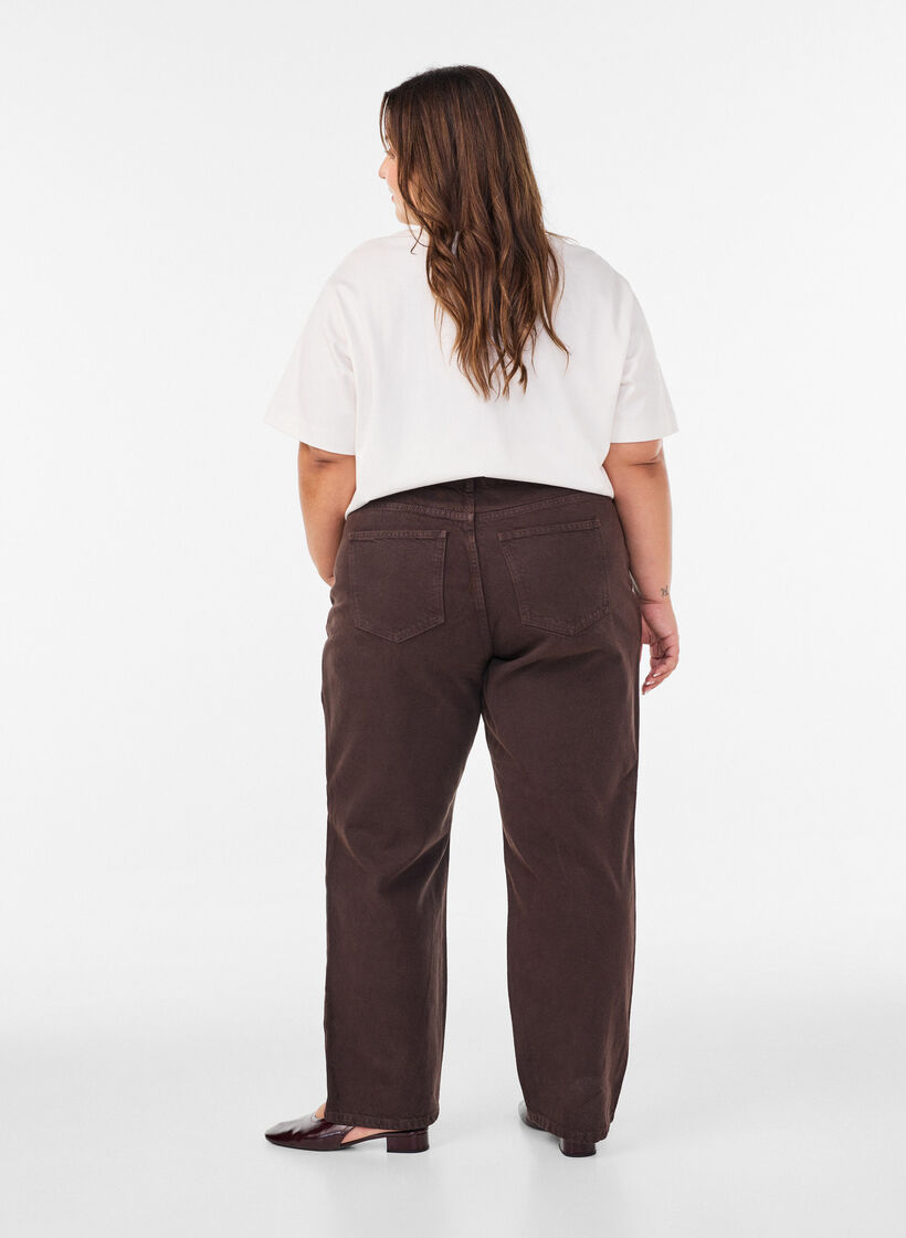 Farvede Kiana jeans med lige pasform, Brun, Model